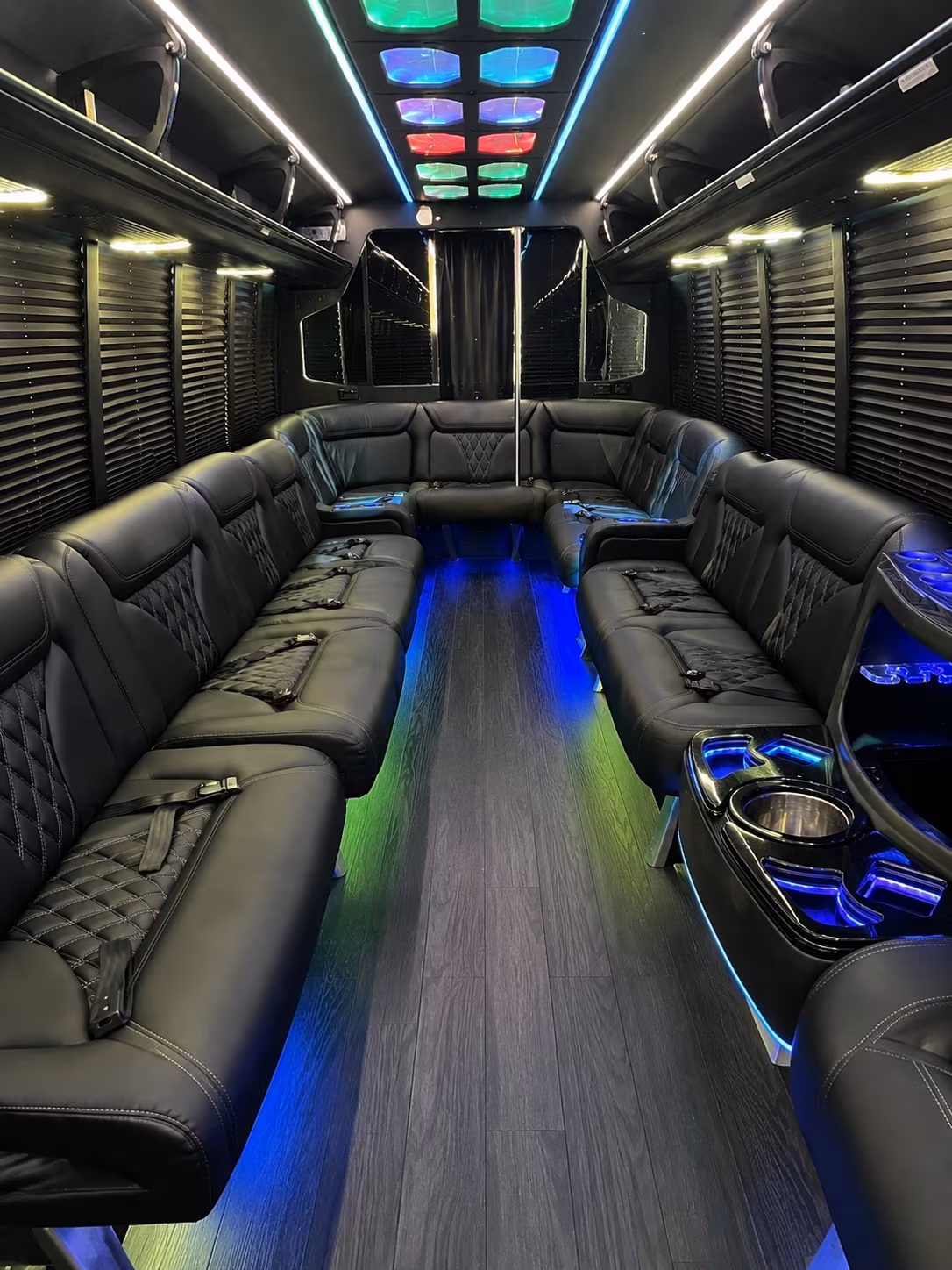 cary 20 passenger party bus interior
