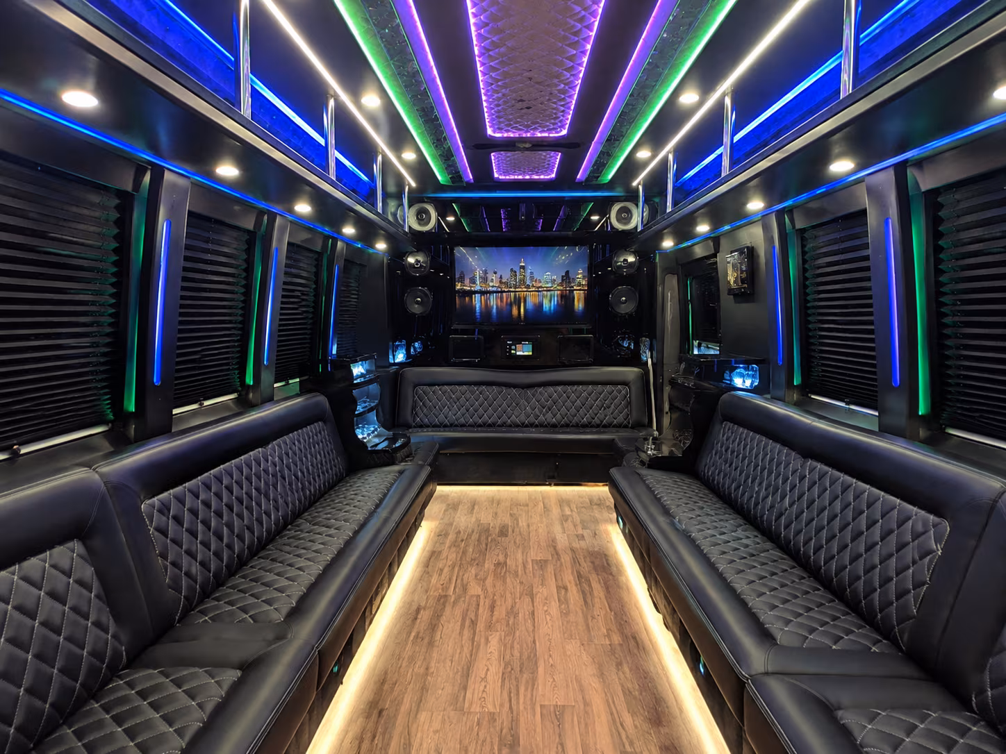 cary 25 passenger party bus interior