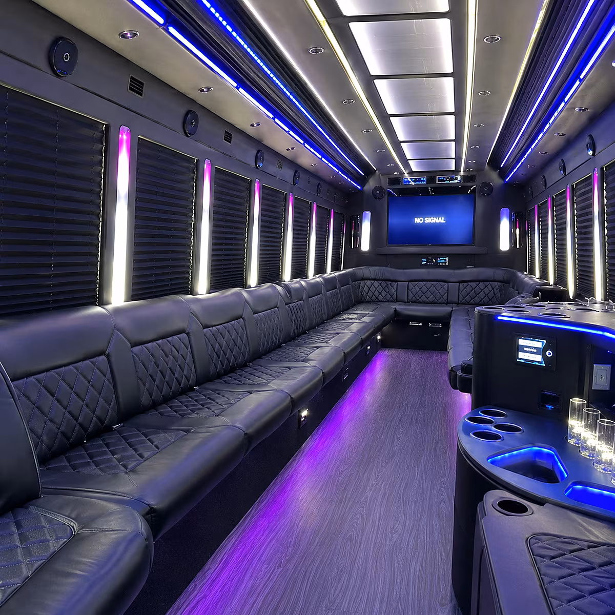cary 30 passenger party bus inside