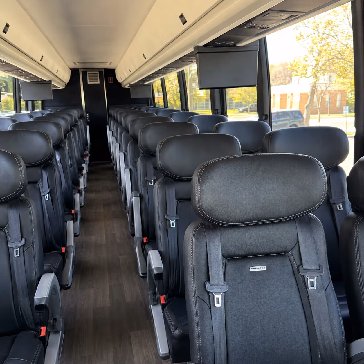 cary 45 passenger charter bus inside