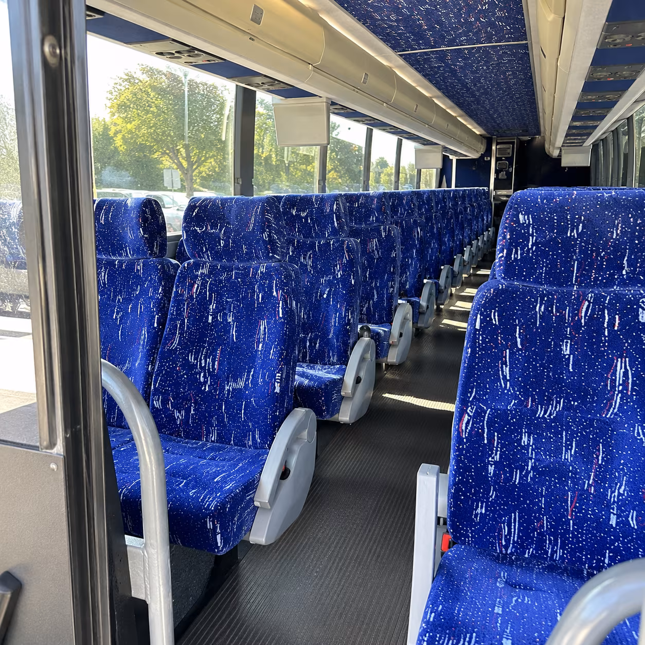 cary 50 passenger charter bus inside